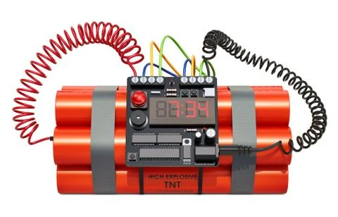 Bomb with digital clock timer. 3D rendering Stock Illustration