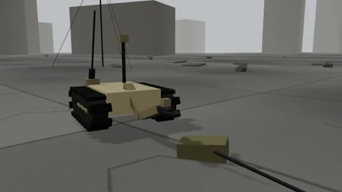 Bomb disposal robot working city ruins Stock Footage 341388672