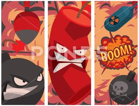 Bomb dynamite fuse vector illustration grenade attack power ball burning Stock Illustration