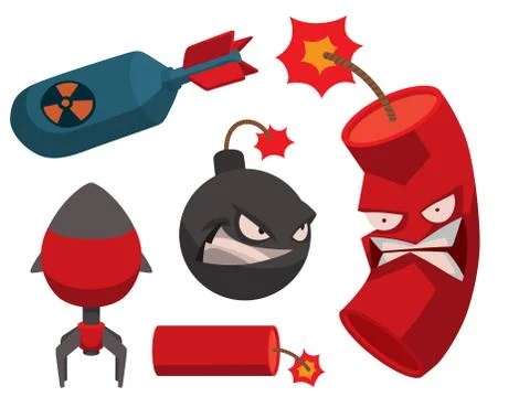 Bomb dynamite fuse vector illustration grenade attack power ball burning Stock Illustration