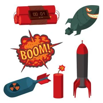 Bomb dynamite fuse vector illustration grenade attack power ball burning Stock Illustration