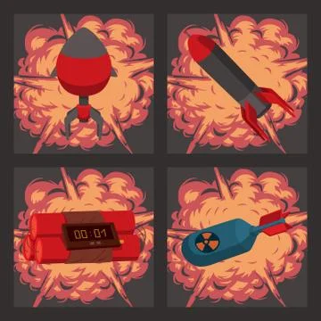 Bomb dynamite fuse vector illustration grenade attack power ball burning Stock Illustration
