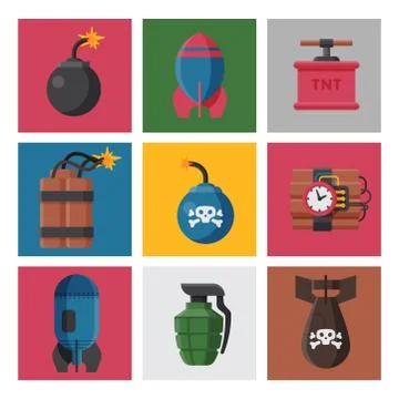 Bomb dynamite fuse vector illustration grenade attack power ball burning Illustrazione stock