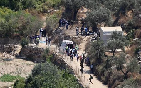 A Bomb Exploded next to a Water Spring near the  Israeli Settlement of Dolev in  Foto stock