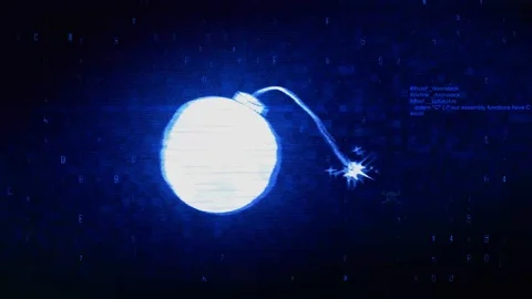 Bomb, Explosion, Attack, bomb, danger Symbol Digital Pixel Noise Error Animation Stock Footage 116021040