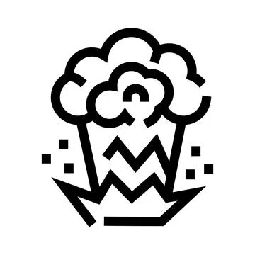 Bomb explosion blast line icon with smoke representing danger Stock Illustration