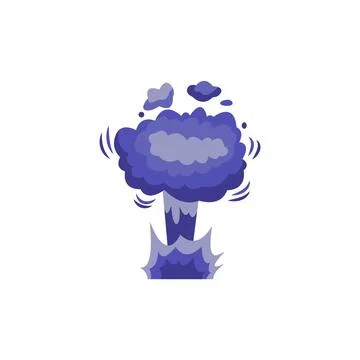Bomb explosion blowing up clouds, cartoon flat vector illustration isolated. Stock-Illustration