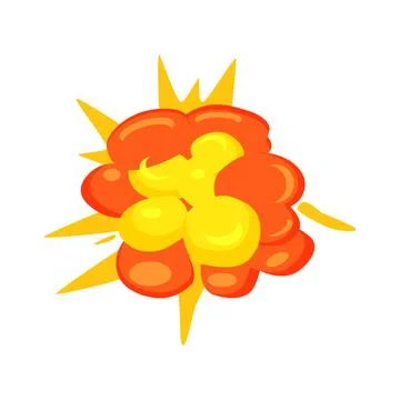 Bomb explosion with boom effect, fire and smoke clouds and light rays Illustrazione stock