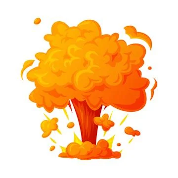Bomb Explosion Bright Orange Cloud Vector Illustration Stock Illustration