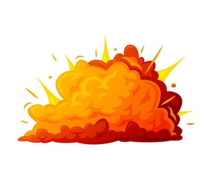 Bomb Explosion Bright Orange Cloud Vector Illustration Stock Illustration