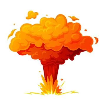 Bomb Explosion Bright Orange Cloud Vector Illustration Stock Illustration