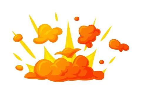 Bomb Explosion Bright Orange Cloud Vector Illustration Stock Illustration