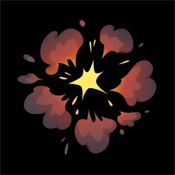 Bomb explosion, detonated boom cartoon game effect, vector burn fire blast with Stock Illustration