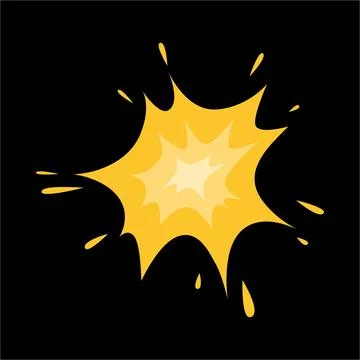 Bomb explosion, detonated boom flash cartoon game bang effect, vector yellow Stockillustratie