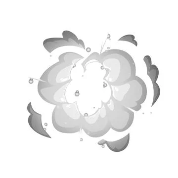 Bomb explosion, detonated boom flash cartoon game bang effect, vector monochrome Stock Illustration