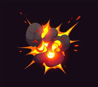 Bomb explosion effect, blast boom cloud with fire Stock Illustration