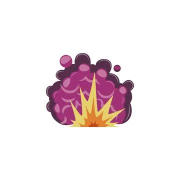 Bomb explosion effect with flame and smoke cartoon vector illustration isolated. Illustrazione stock