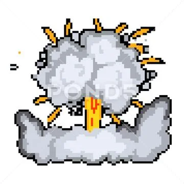 Bomb explosion effect pixel art vector illustration Stock Illustration