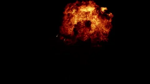 Bomb Explosion. Fire and Smoke Blast. Stock-Footage 303279140