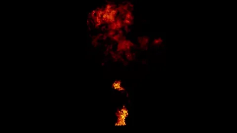 Bomb Explosion. Fire and Smoke Blast. Stock Footage 303279142