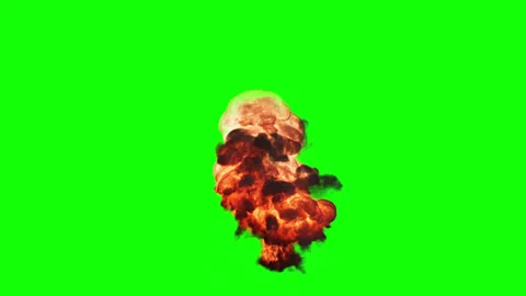 Bomb explosion on green background. explosion with debris and black smoke Stock Footage 281692687