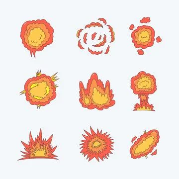 Bomb explosion icon collection. flat style elements. cartoon isolated illus.. 스톡 일러스트