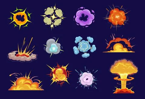 Bomb explosion isolated vector icons cartoon set 스톡 일러스트