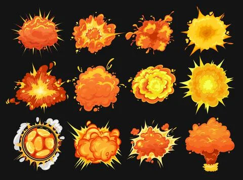 Bomb explosion isolated vector icons cartoon set イラスト素材