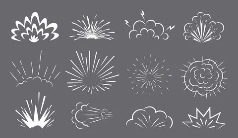 Bomb explosion smoke and rays of boom blast clouds Stock Illustration