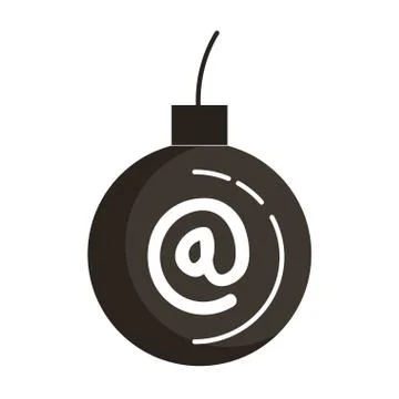 Bomb explosive with arroba symbol Stock Illustration