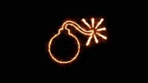 The Bomb is on fire. Animation on a black background letters 4K video is burning Video stock 162260533