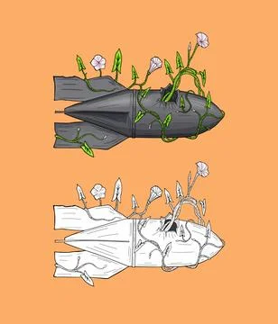 Bomb with flowers Stock Illustration