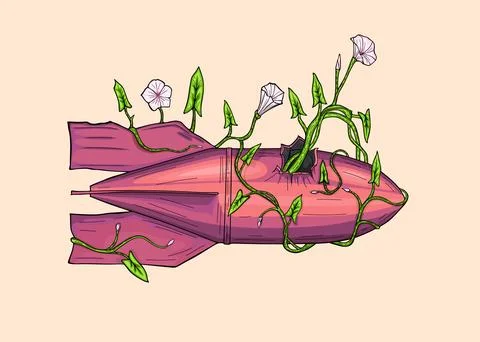 Bomb with flowers Stock Illustration