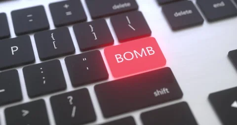 Bomb Glowing Key on the keyboard Stock Footage 251480039