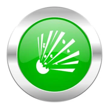 Bomb green circle chrome web icon isolated. Stock Illustration
