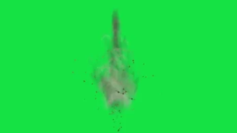 Bomb Grenade Blast Effect On Ground Explosion Animation Overlay Green Screen Stock-Footage 303387399