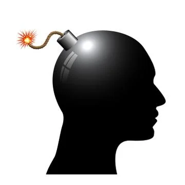 Bomb in human head Stock Illustration