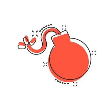 Bomb icon in comic style. Dynamite cartoon vector illustration on white isola Stock Illustration
