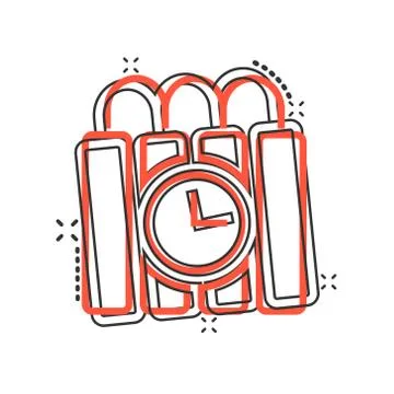 Bomb icon in comic style. Dynamite cartoon vector illustration on white isola Stock Illustration