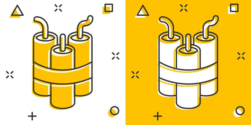Bomb icon in comic style. Dynamite cartoon vector illustration on white isola 库存插图
