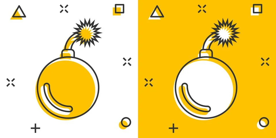 Bomb icon in comic style. Dynamite cartoon vector illustration on white isola Stock Illustration