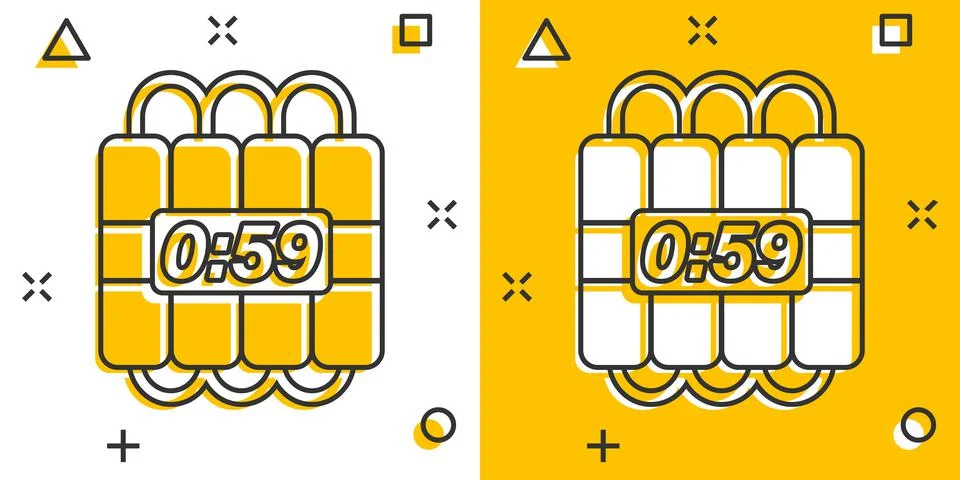 Bomb icon in comic style. Dynamite cartoon vector illustration on white isola Stock Illustration