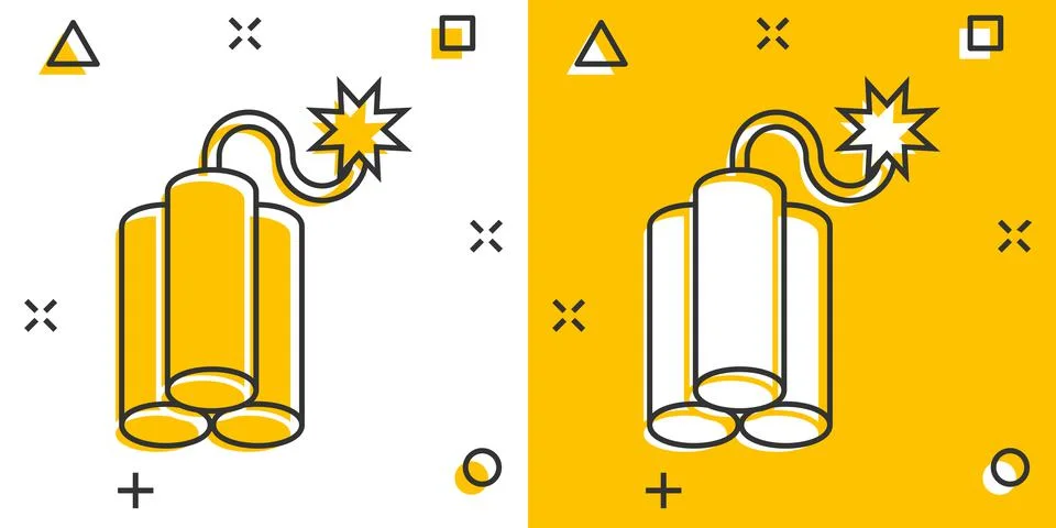 Bomb icon in comic style. Dynamite cartoon vector illustration on white isola Stock Illustration