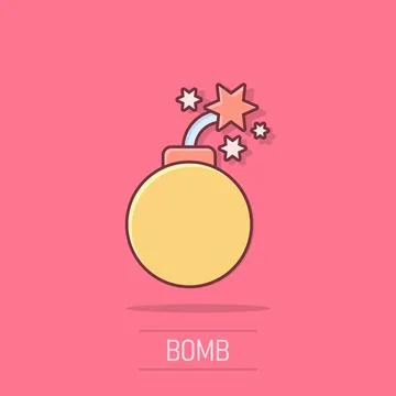Bomb icon in comic style. Dynamite cartoon vector illustration on isolated .. Illustrazione stock