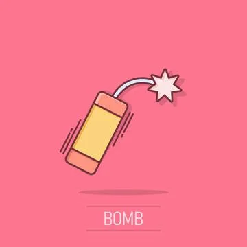 Bomb icon in comic style. Dynamite cartoon vector illustration on isolated .. Stock Illustration