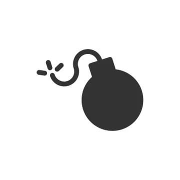 Bomb icon in flat style. Dynamite vector illustration on white isolated backg Illustrazione stock