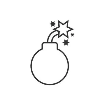 Bomb icon in flat style. Dynamite vector illustration on white isolated backg Illustrazione stock