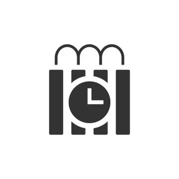 Bomb icon in flat style. Dynamite vector illustration on white isolated backg Illustrazione stock