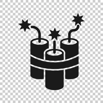 Bomb icon in flat style. Dynamite vector illustration on white isolated backg イラスト素材
