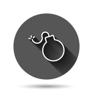 Bomb icon in flat style. Dynamite vector illustration on black round backgrou Stock Illustration